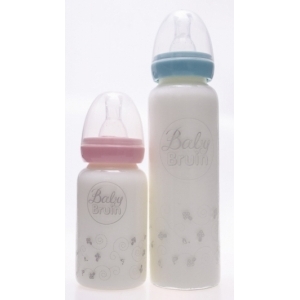 BabyBruin hőálló üveg cumisüveg 120 ml szilikon etetőcumival, cseppmentes kupakkal